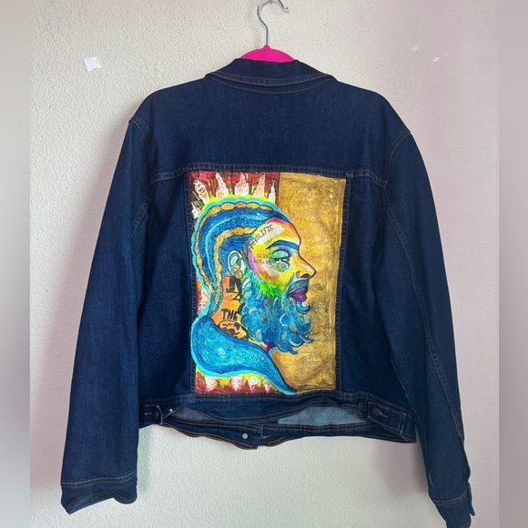Nipsey Hussle The Marathon Continues Hand Painted Tribute Denim Jacket XXL - Picture 2 of 9